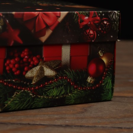 The box is folding, the cover is, "New Year's gift" 30 x 20 x 9 cm-2
