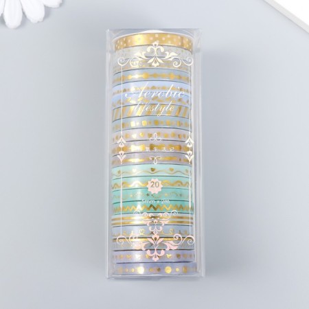 Glue tape Paper "Pearl Smoke" set of 20 pcs width. 0.5 cm dl. 2 m 4x10 cm-4