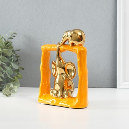 Souvenir Ceramics "Eliors - Support. Square" Orange with gold 6x13.5x17.5 cm-2