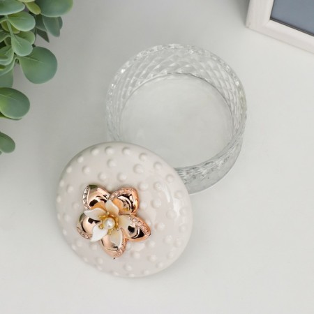 Casket glass, ceramics "Golden Flower" 6.5x8.5x8.5 cm-2
