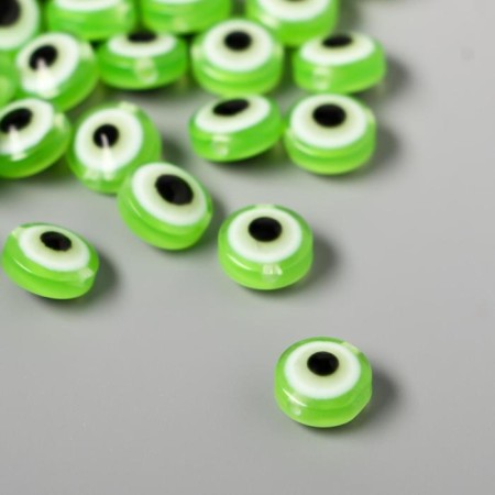 Beads for creativity plastic "Eye from the evil eye - green" set 30 pcs 0.7x1x1 cm