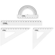 Set Drawing Istanm Small Size (ruler 16 cm, 2 triangles, transporter), transparent, colorless, euro suspension