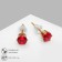 Earrings with rhinestones "Pusets" radiance, circle, d = 0.4, red color in gold