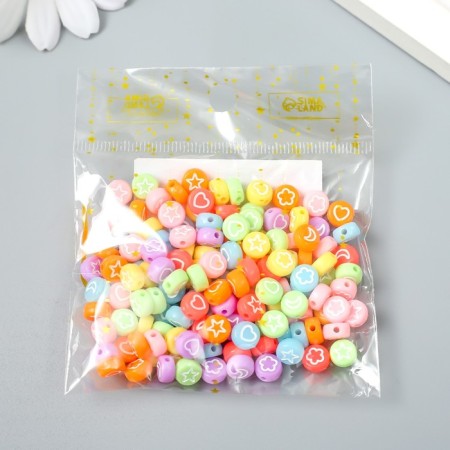 A set of beads for creativity plastic "Hearts and stars" Color 20 g 0.4x0.7x0.7 cm-3