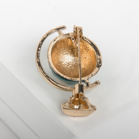 Brooch "School" Globe, sea color in gold-1
