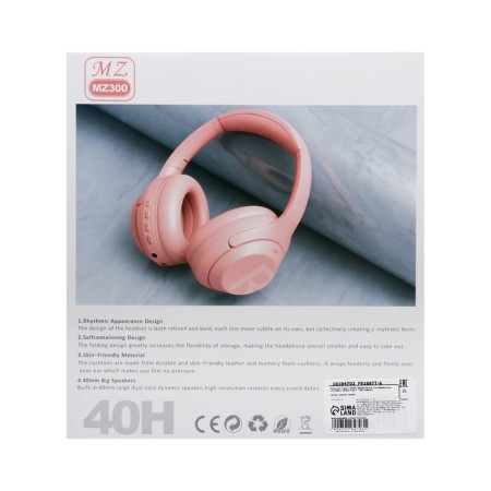Headphones MZ300, wireless, full -size, microphone, BT 5.3, 400 mAh, pink-11