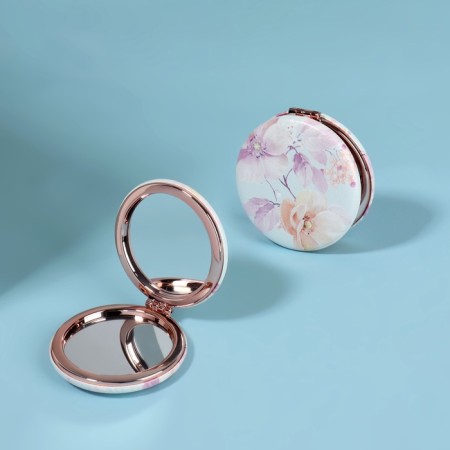 Folding mirror "flowers", D 7.5 cm, with an increase, artificial leather, MIX drawing