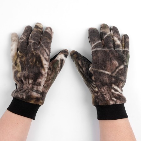 Gloves fleece "hunter" with leather pads, fleece, dark forest, p. 26-2
