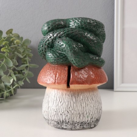 New Year's piggy bank "Snake on the mushroom" 11 x11 x 18 cm.-3