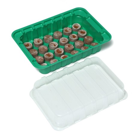 Mini-Pirate for seedlings: coconut tablet D = 3 cm (24 pcs.), Greenhouse 25 × 17.5 cm, jiffy-2