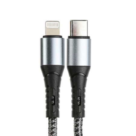 Type -C cable - Lightning, 3 A, 66 W, fast charging, fabric braid, 1 meter, gray-1
