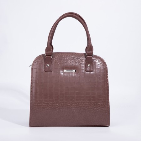 Women's bag El Masta with a zipper, outer pocket, long belt, coffee color-3