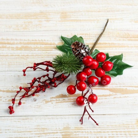 Decor "Winter Magic" berries bumps of needles 23 cm