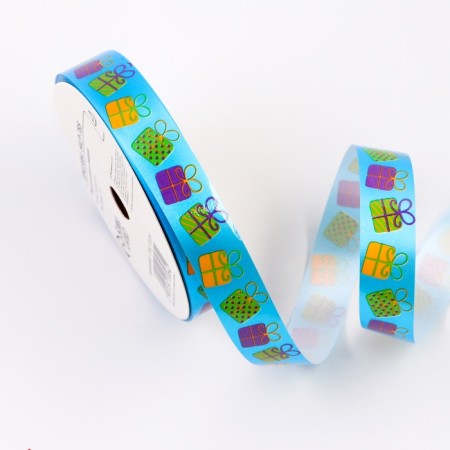 Tape for decor and gifts, "gifts", blue, 2 cm x 50 m-1