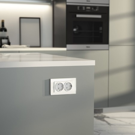 Double socket with ground (white matt) W1172061-2