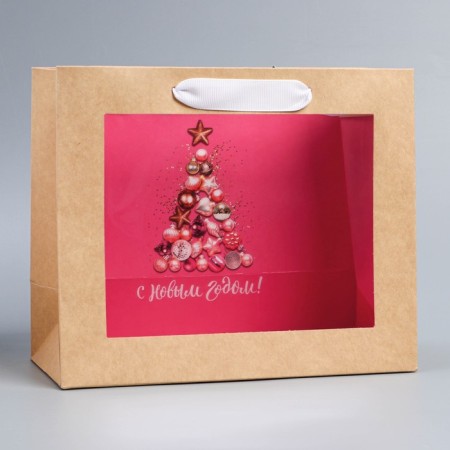 Craftsman package with a plastic window "New Year's balls", 24 x 20 x 11cm, New Year-1
