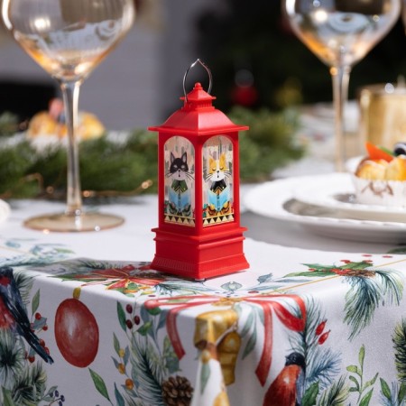 LED figure "Red Lantern with cats" 5 × 12 × 5 cm, plastic, batteries AG13x3, glow warm white-1