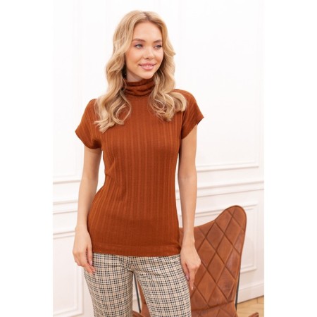 Women's turtleneck with short sleeve Eliseeva Olesya, size 52, brown color