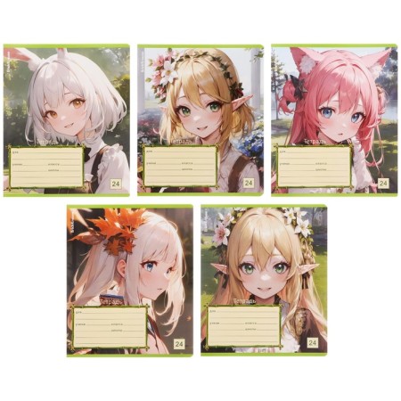 Notebook of 24 sheets in the Erichkrause line "Elves Anime", cover coated cardboard, mix