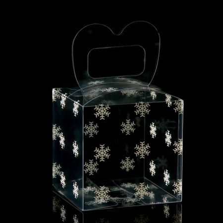 New Year. Box gift New Year's folding PVC "Snowflakes" 11 x 11 x 11 cm.-3