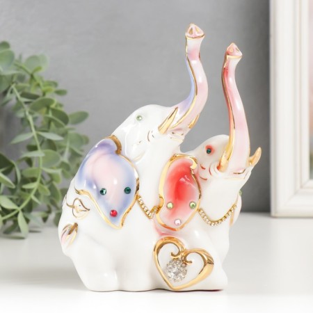Souvenir Ceramics "Two Elephants with Heart" Rhges mix 16x13x7 cm-1