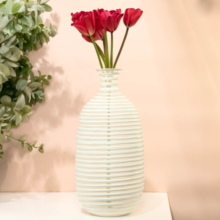 Vase for flowers "Arkady" made of glass, white 39.5 x 19 x 19 cm-3