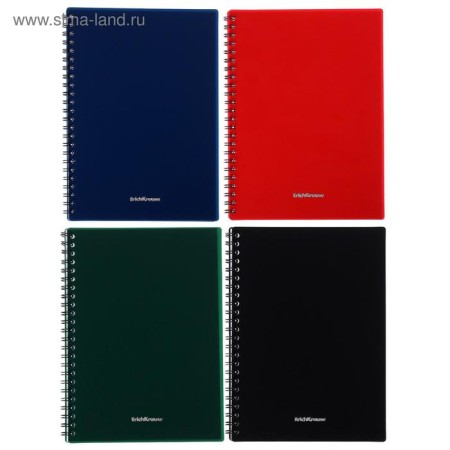 Notebook A5, 60 sheets in a cage on a crest, Erichkrause Classic, plastic cover, Offset block, mix