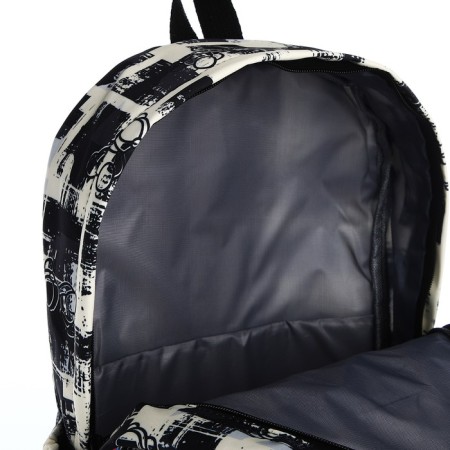 School backpack from textiles on lightning, 3 pockets, black color-5