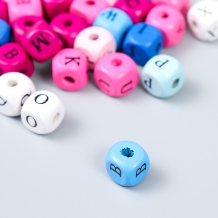 Beads for creativity tree "Alphabet on cubes" Pastel set 40 pcs 1x1x1 cm-2