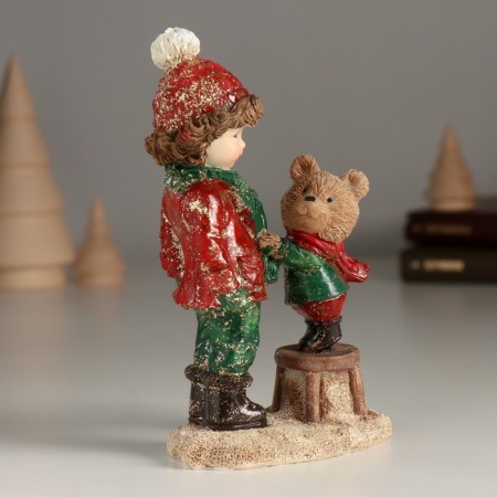 Souvenir Polystone "Baby with a bear" 8.5x5x13 cm-1