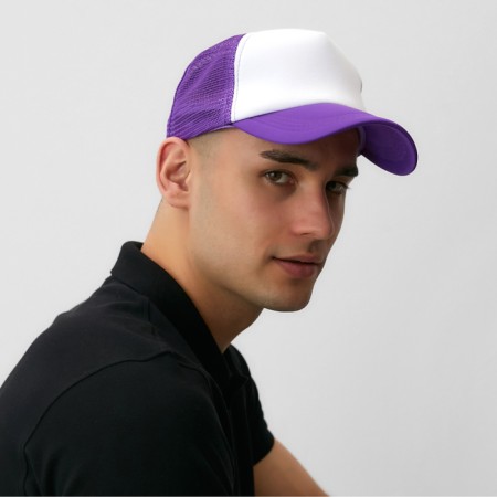 Baseball cap with minaku grid, color violet/white, rr 56-58-3