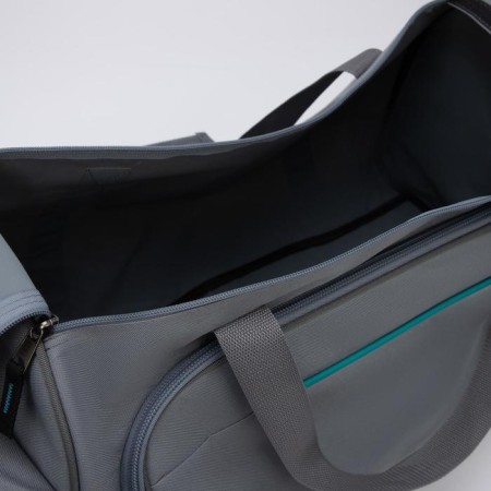 Sports bag with lightning, 3 outer pockets, gray/turquoise color-2