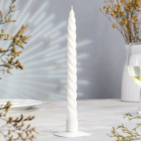 Set of candles of twisted, 4 pcs, 2.2x25 cm, lacquered white-2