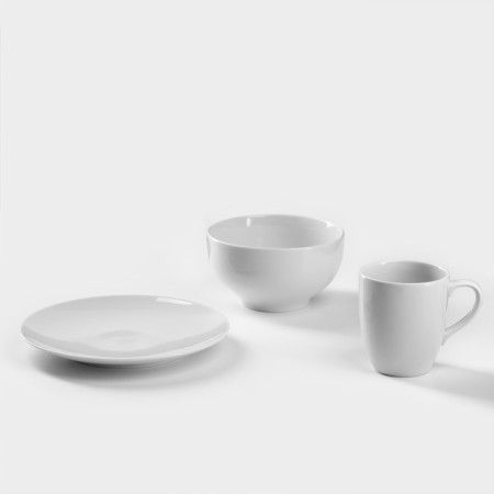 Set of porcelain dishes "Bellew", 3 objects: plate flat d = 20 cm, landing 650 ml, mug 300 ml