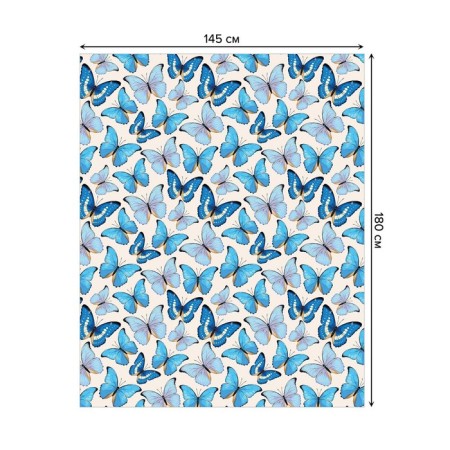The tablecloth "Blue butterflies", rectangular, Saten, size 145x180 cm-1