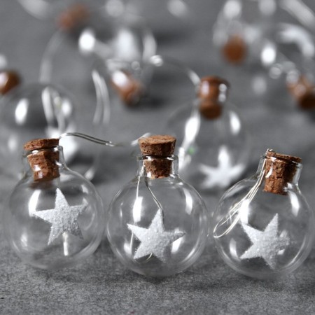 Garland “thread” 1.6 m with nozzles “Balls with a star”, IP20, silver thread, 15 LED, glow of multi, Aah2-1