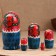 Matryoshka "Berry", Blue scarf, red dress, 5 doll, 16 cm