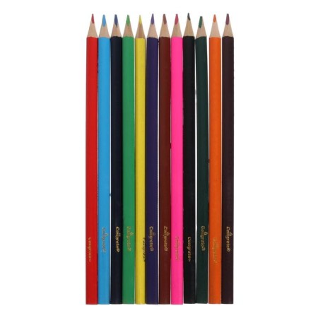 Pencils colored 12 colors, wooden, triangular body, in a cardboard box-1