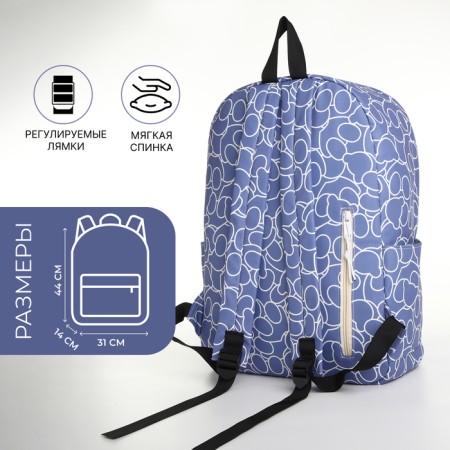 School backpack on lightning from textiles, 3 pockets, blue color-1