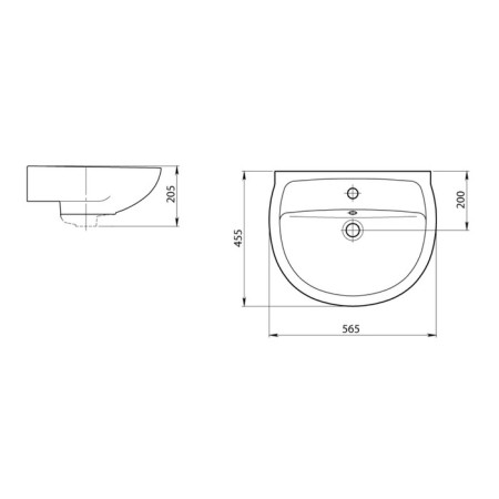 Washbatan Santeri 1.3111.5.s00.11b.0, 565 x 455 mm, without overflow, white color-1