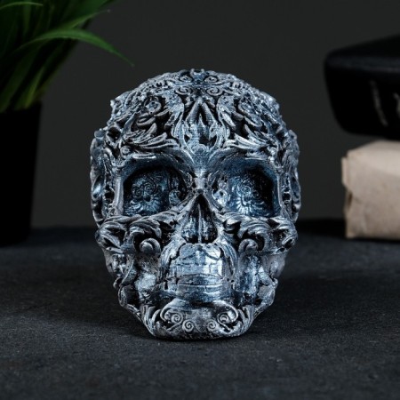 Figure "Skull colored" aged silver, 10x12x8cm-3