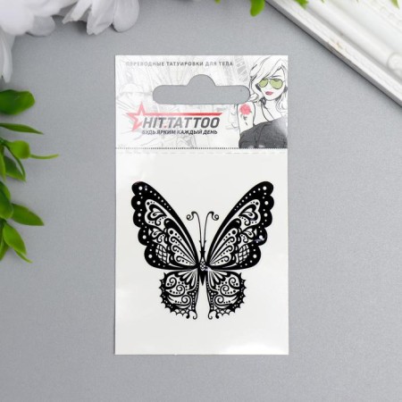 Tattoo on the body "Black butterfly" 5.3x6.3 cm