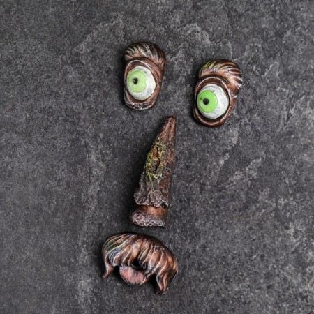 Suspended decor "face wood with a mustache" 26x10x3cm-2