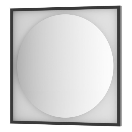 Mirror in a baguette frame with LED lighting 18 W, 80x80 cm, without a switch, warm white light, black