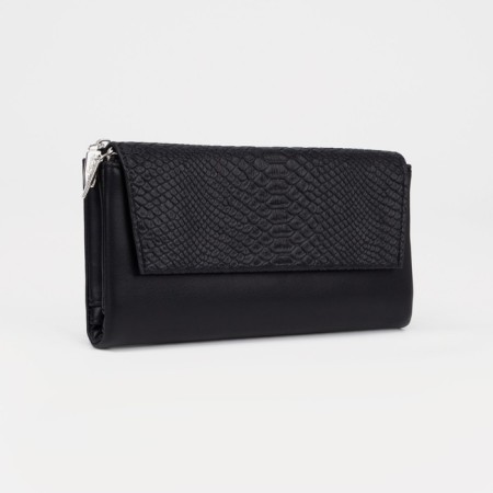 Women's wallet on magnets, black color