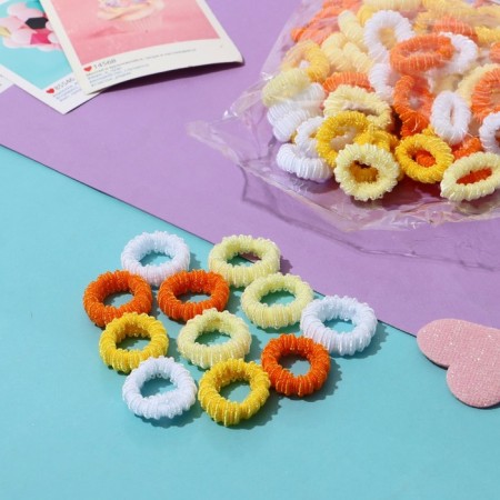 Hair elastic band "Tm -Mahrushka" (set 100 pcs) 2.5 cm, white yellow orange