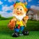 Garden figure "Dwarf with a basket of apples" 24x37cm