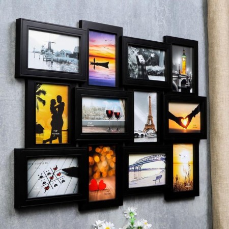 Photo frame plastic in 12 photos 10x15 cm "Laconicity" black 46x61 cm-1