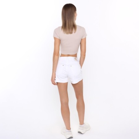 Women's T-shirt shortened, dark cream color, size 46 (l)-3