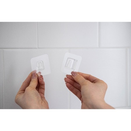 Hooks holders Double self -adhesive shares, set 2 pcs, 5.7 × 5.7 × 1 cm, transparent-7